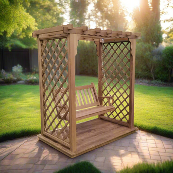 Covington Arbor with Deck & Swing - Easy Breezy Porch Swings