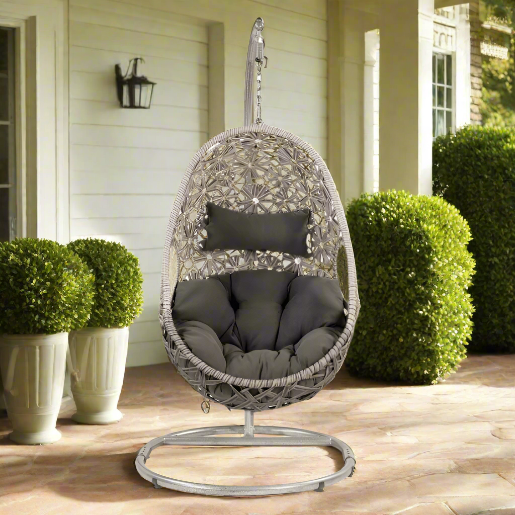 Sigar Modern Patio Hanging Chair with Stand