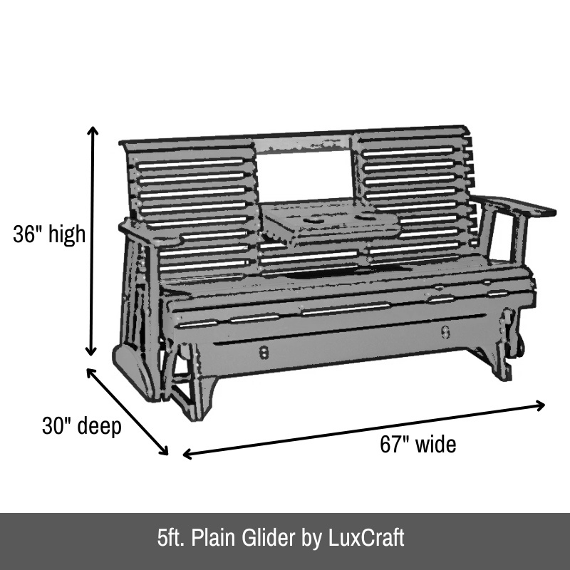 5ft. Plain Glider by LuxCraft - Easy Breezy Porch Swings