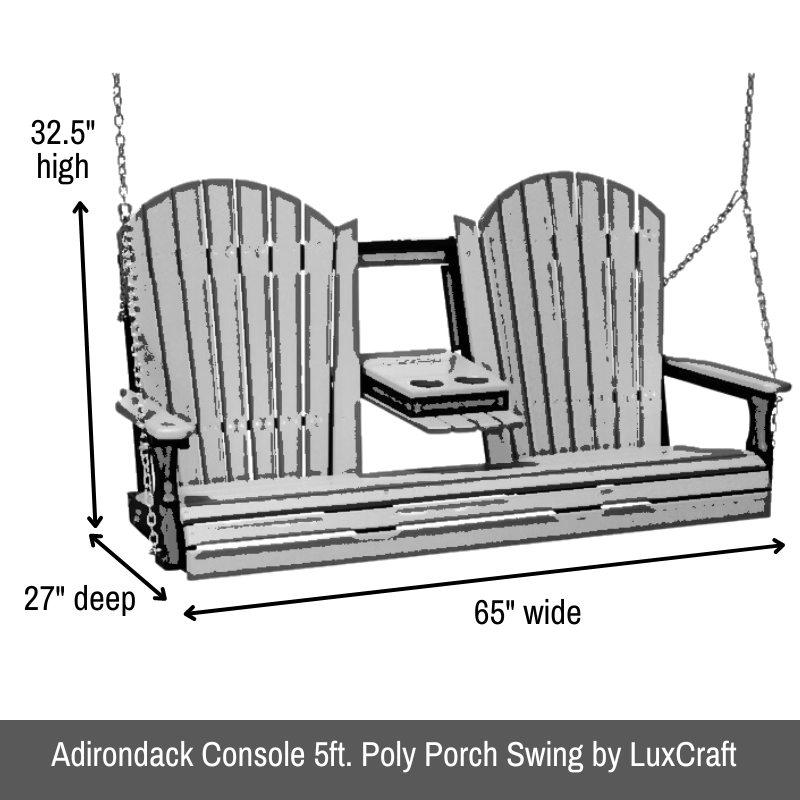 5-Foot Adirondack Poly Porch Swing with Console