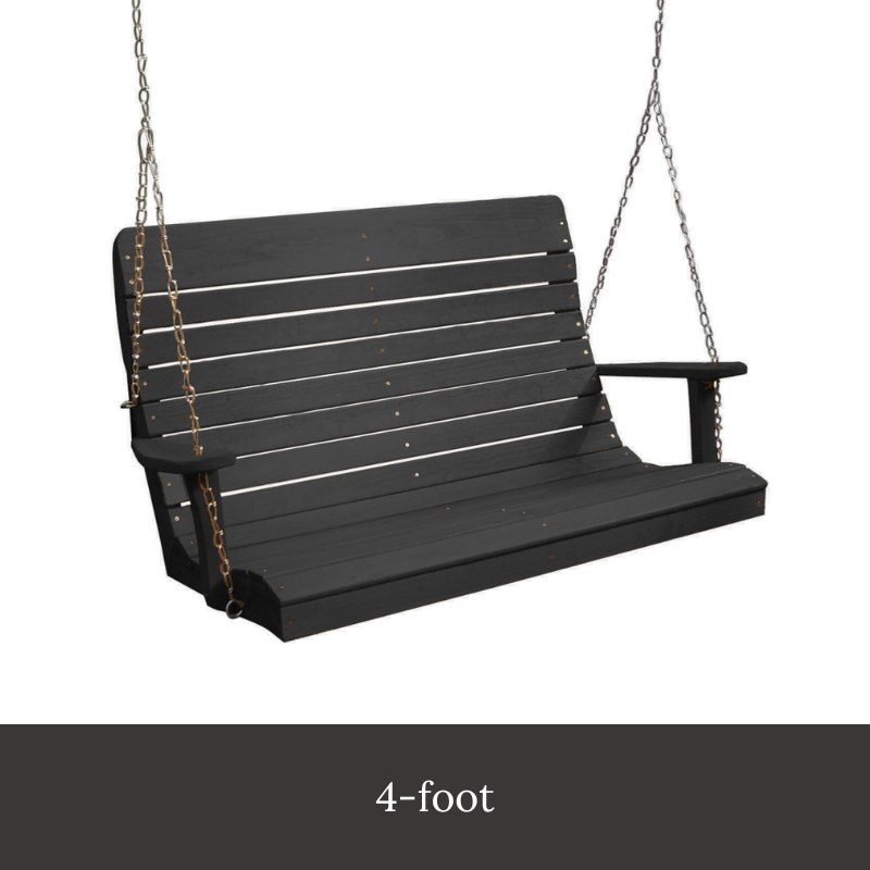 Black Ashby Porch Swing (Pine) - Black 4 foot