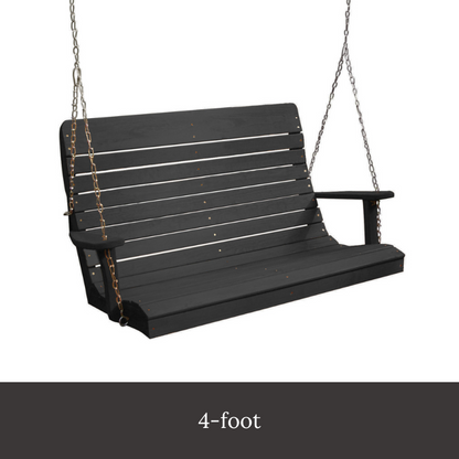 Black Ashby Porch Swing (Pine) - Black 4 foot