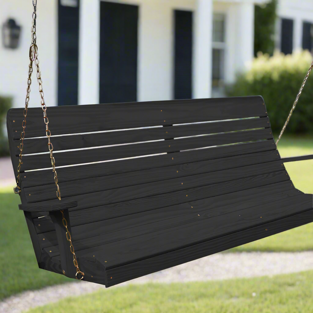 Black Ashby Porch Swing (Pine) - Charcoal Stain