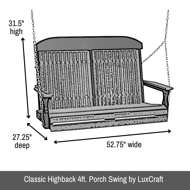 4-Foot Black Classic Porch Swing