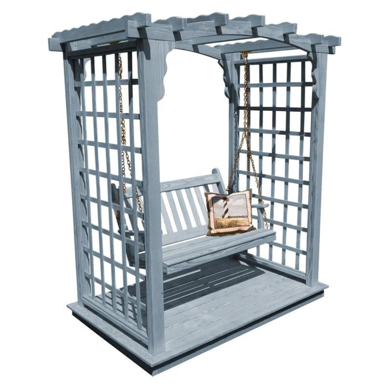 Cambridge Cedar Arbor with Deck and Swing - Gray Stain