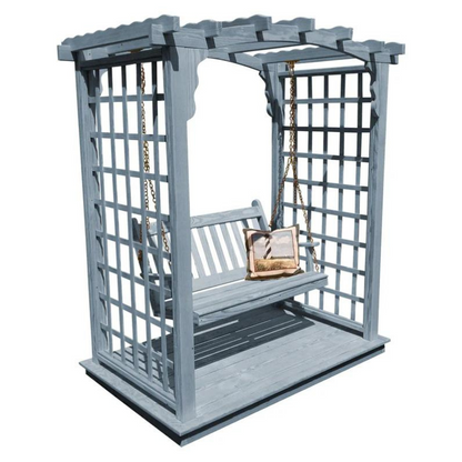 Cambridge Cedar Arbor with Deck and Swing - Gray Stain