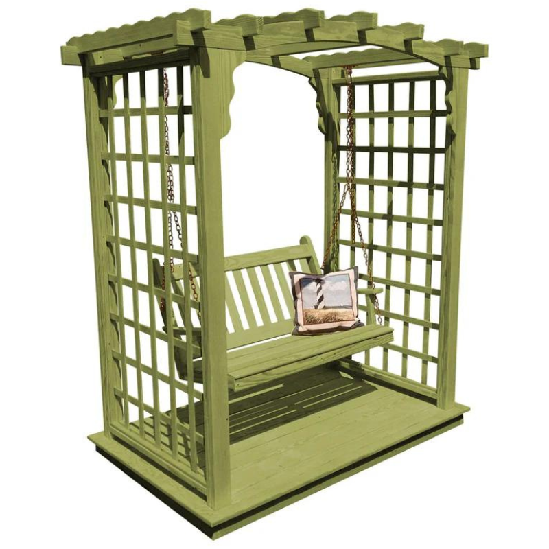 Cambridge Cedar Arbor with Deck and Swing - Linden Leaf