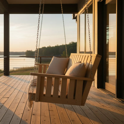 Carlisle Wood Swing Bed Package with Sunbrella Cushions - Easy Breezy Porch Swings