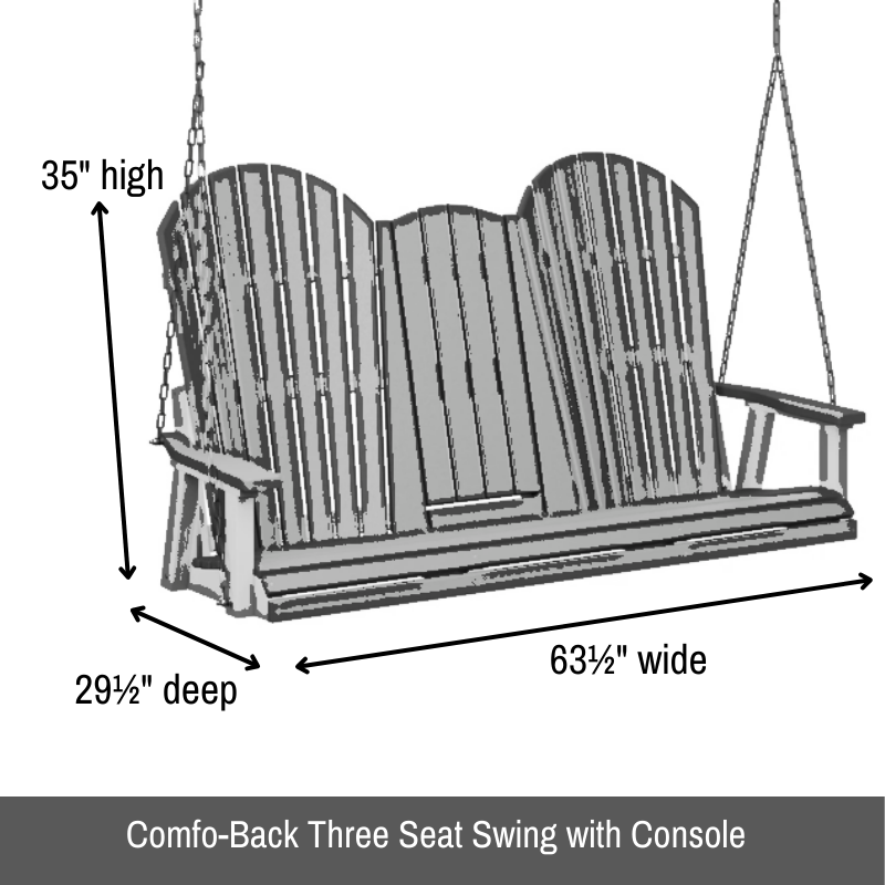 Comfo-Back Three Seat Swing with Console - Easy Breezy Porch Swings