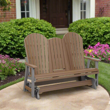 Comfo Back Three Seat Glider with Console - Antique Mahogany + Smoke Gray