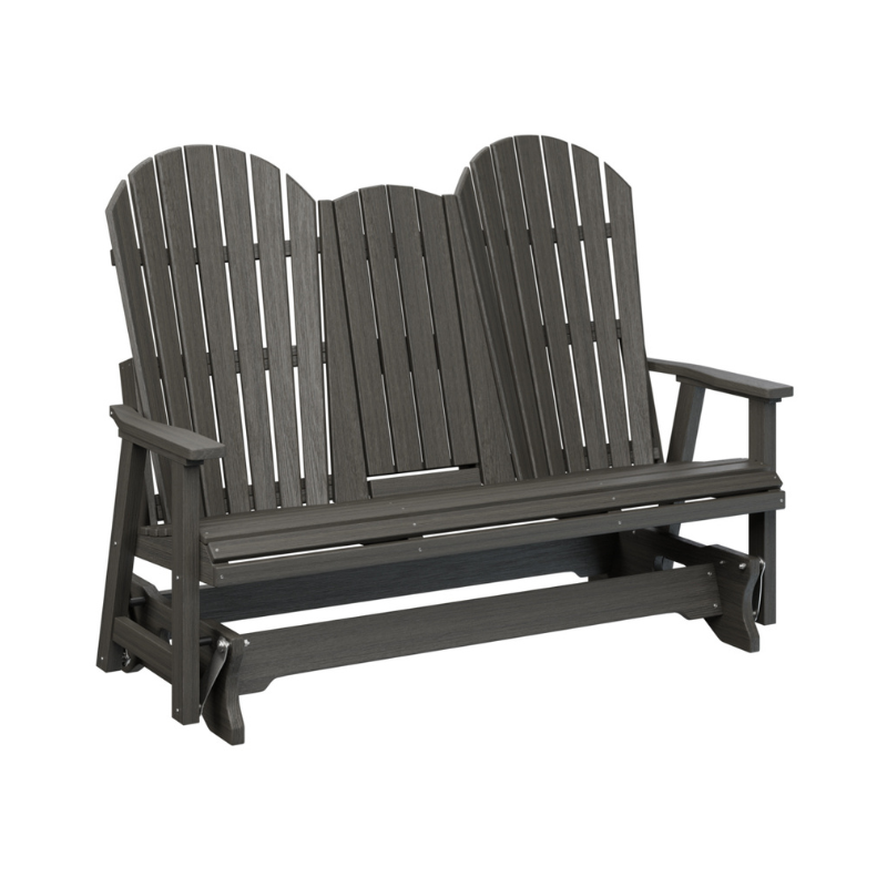 Comfo Back Three Seat Glider with Console - Wood Grain Dark Gray