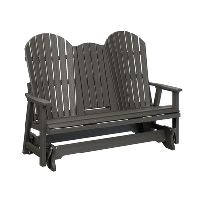 Comfo Back Three Seat Glider with Console - Wood Grain Dark Gray