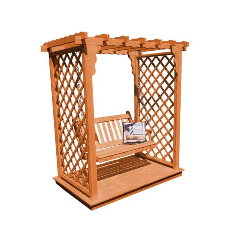 Covington Arbor with Deck & Swing - Cedar Stain