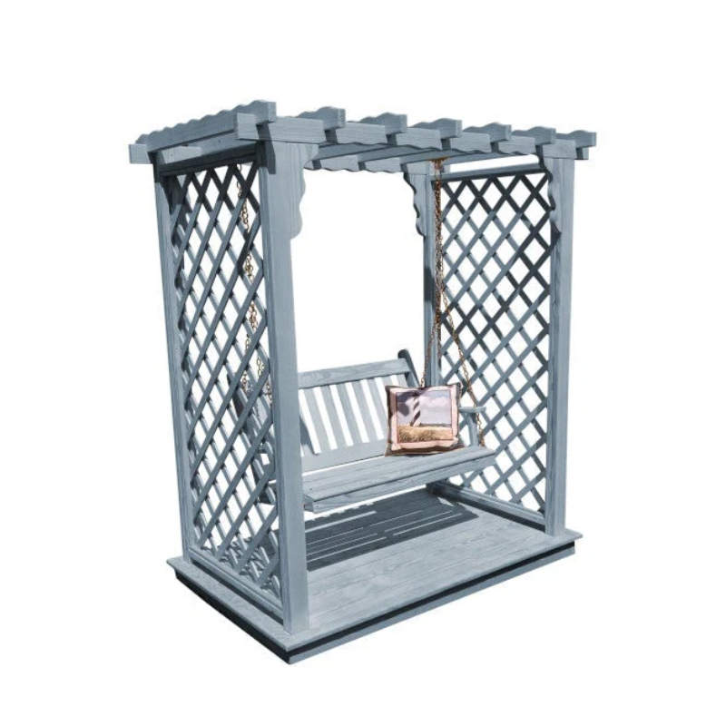 Covington Arbor with Deck & Swing - Gray Stain