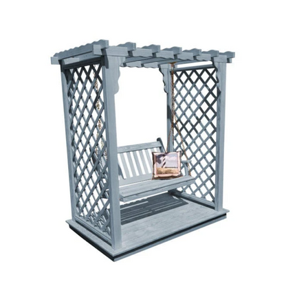 Covington Arbor with Deck & Swing - Gray Stain