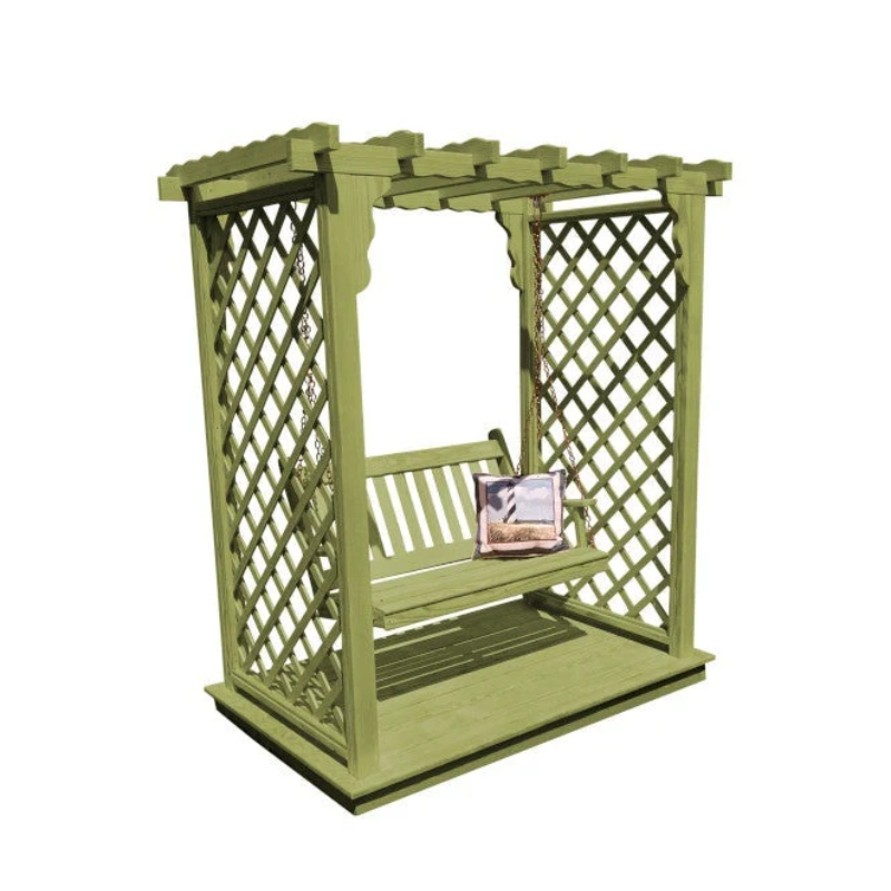 Covington Arbor with Deck & Swing - Linden Leaf Stain
