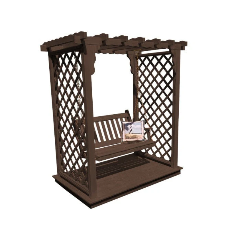 Covington Arbor with Deck & Swing - Walnut Stain