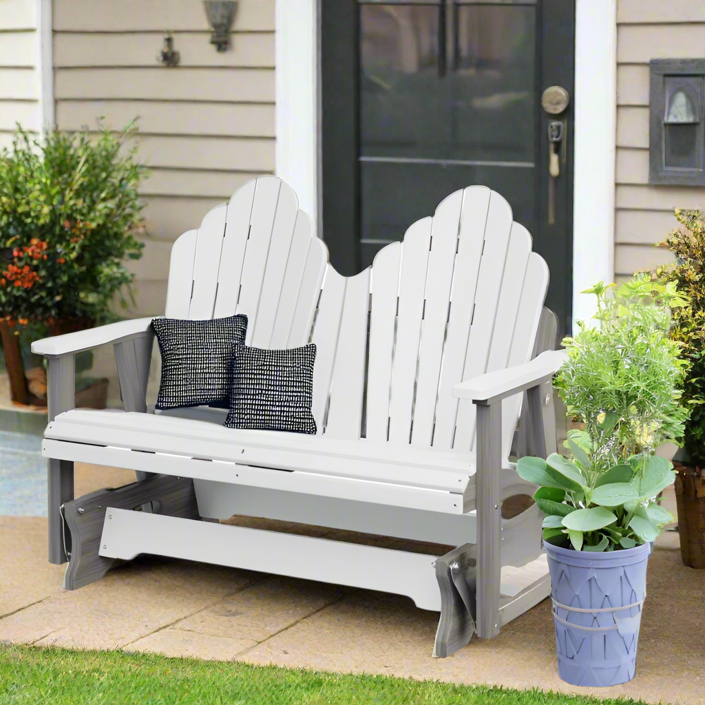 Cozi Back Double Glider - White + Driftwood Gray