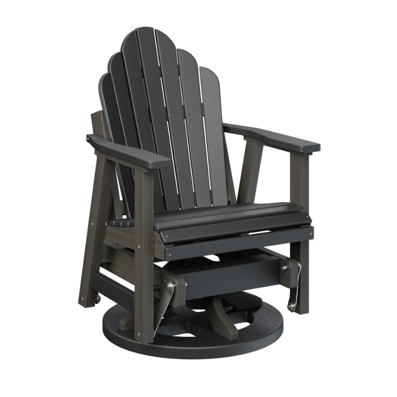 Cozi Back Swivel Glider - Black + Wood Grain Dark Gray