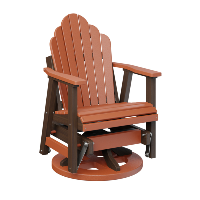 Cozi Back Swivel Glider - Mango Orange + Antique Mahogany