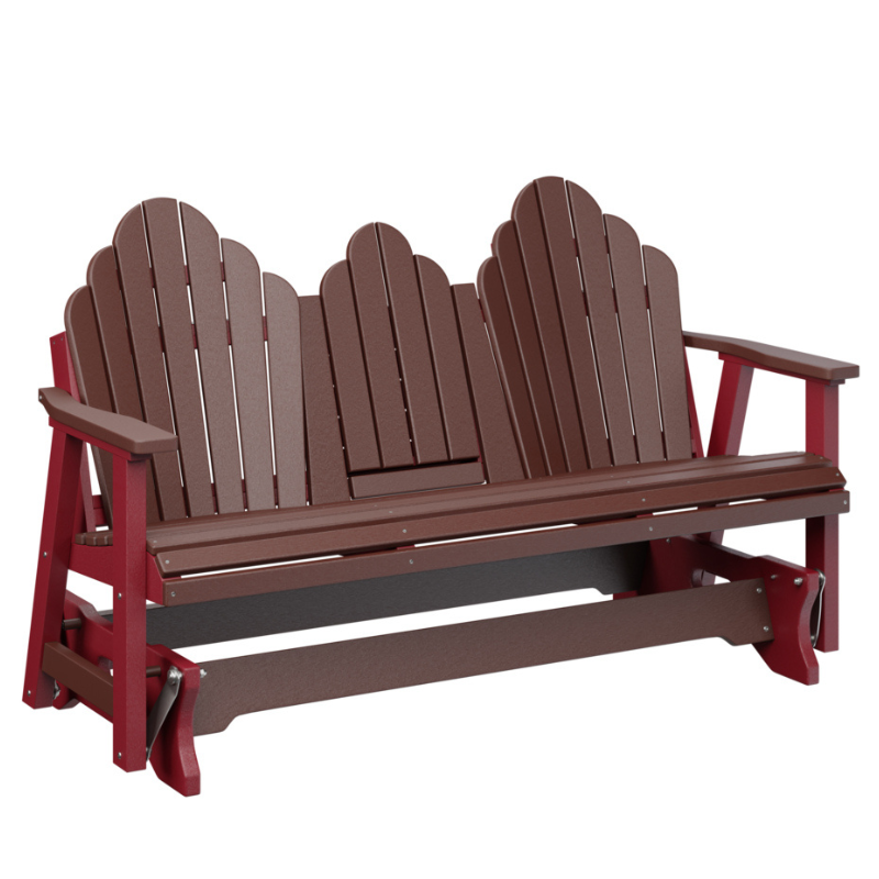 Cozi Back Three Seat Glider with Console - Burgundy + Scarlet Red
