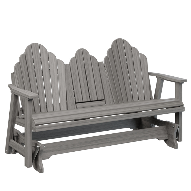 Cozi Back Three Seat Glider with Console - Driftwood Gray