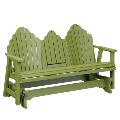 Cozi Back Three Seat Glider with Console - Kiwi Green