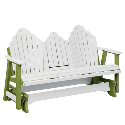Cozi Back Three Seat Glider with Console - White + Kiwi Green