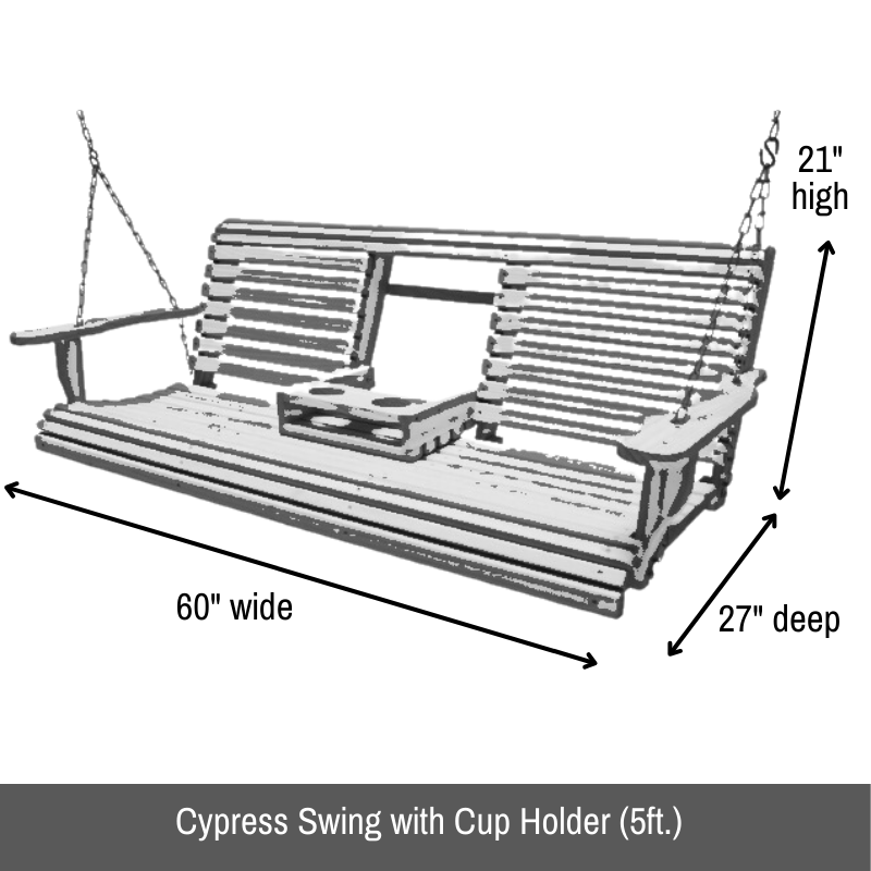 Cypress Swing with Cup Holder by Louisiana Cypress