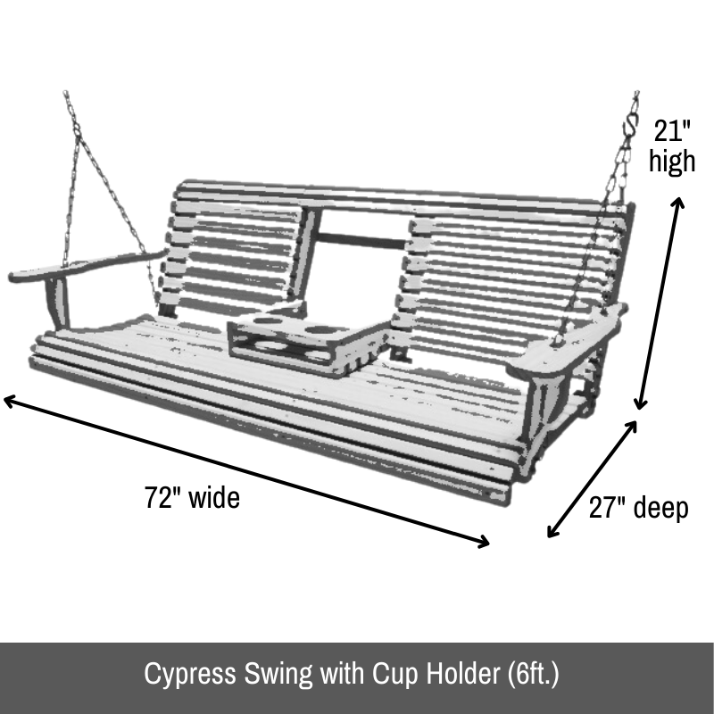 Cypress Swing with Cup Holder by Louisiana Cypress