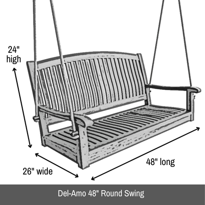 Del-Amo 48" Teak Round Swing - Easy Breezy Porch Swings