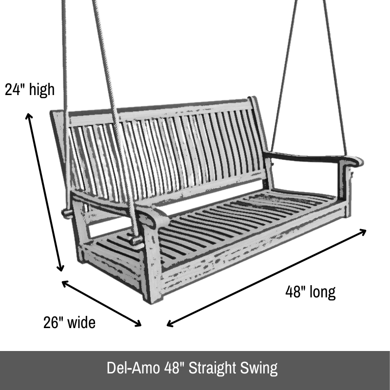 Del-Amo 48" Teak Straight Swing - Easy Breezy Porch Swings