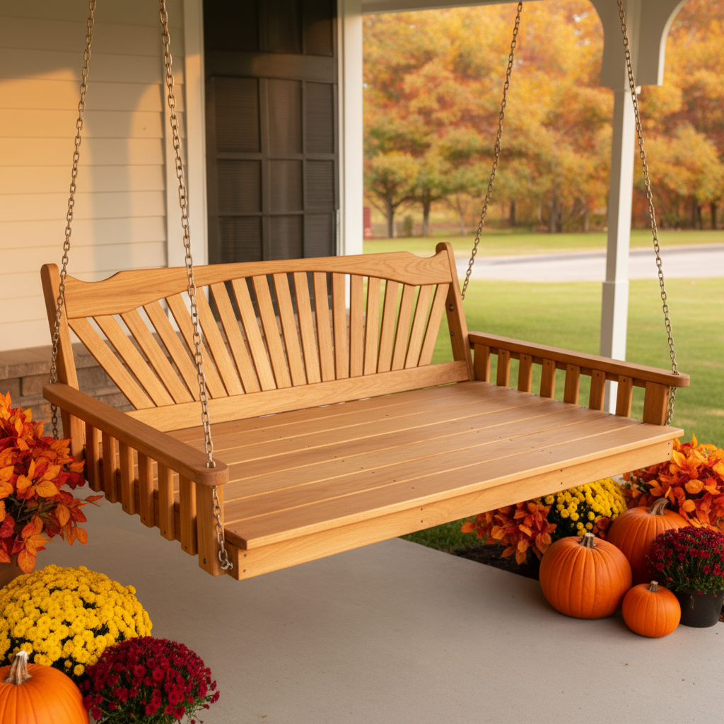 Fanback Pine Swing Bed White Paint