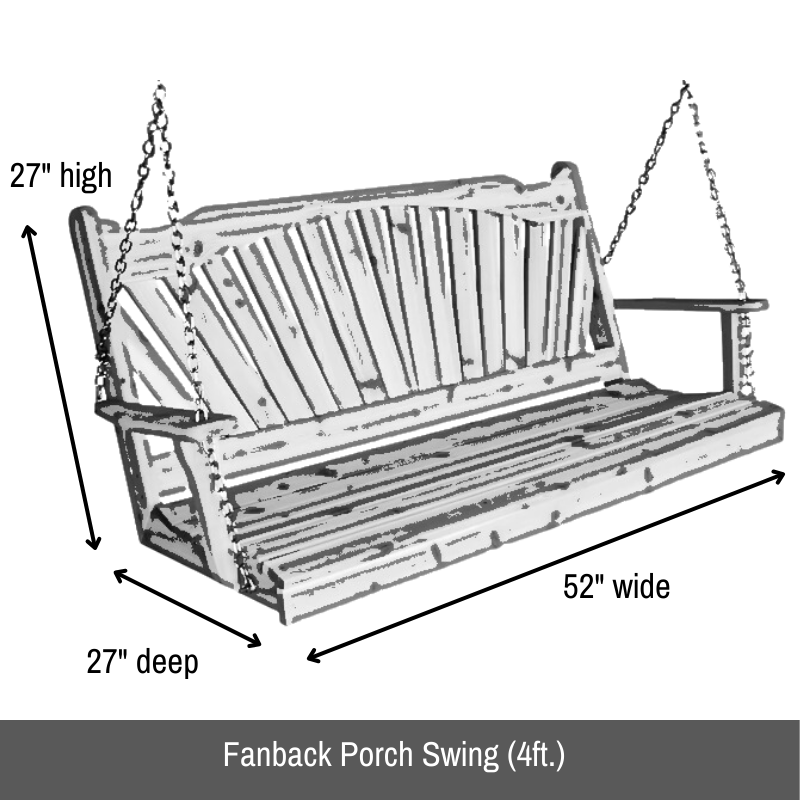 Black Fanback Porch Swing (Cedar or Pine) - Easy Breezy Porch Swings