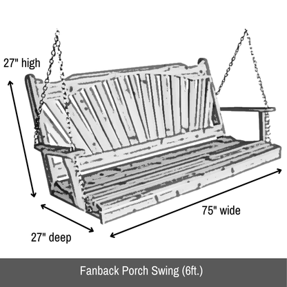 Black Fanback Porch Swing (Cedar or Pine) - Easy Breezy Porch Swings