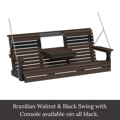 Five-Foot Black Plain Swing with Console (Poly) - Easy Breezy Porch Swings1