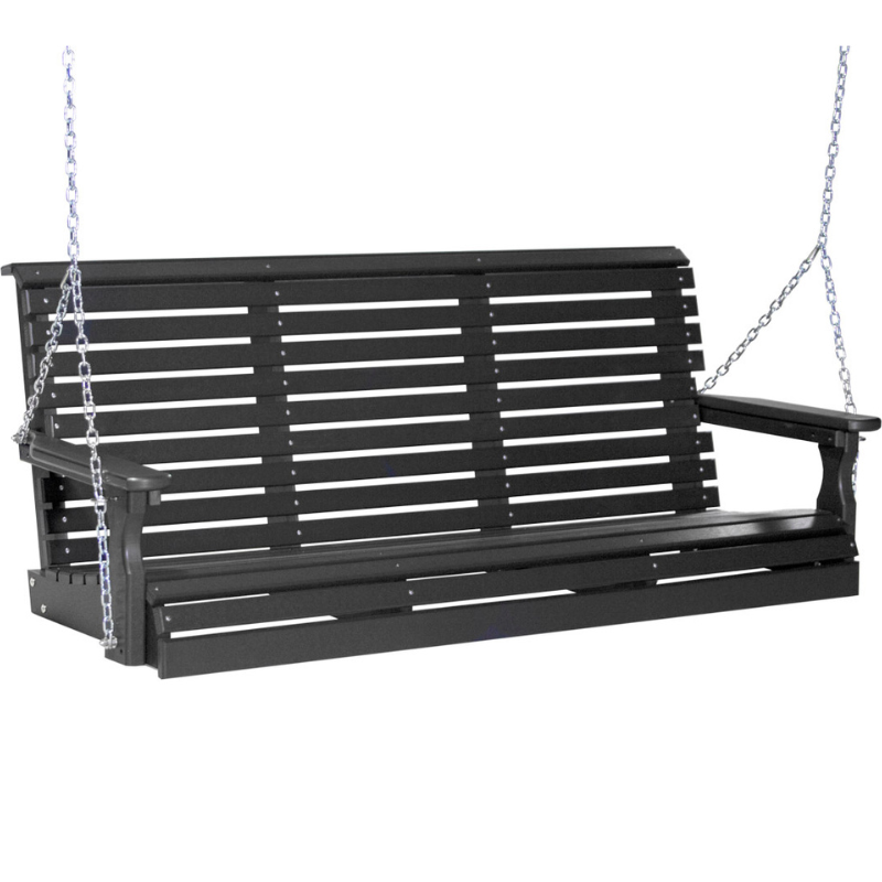 Five-Foot Black Plain Swing with Console (Poly) - Easy Breezy Porch Swings2