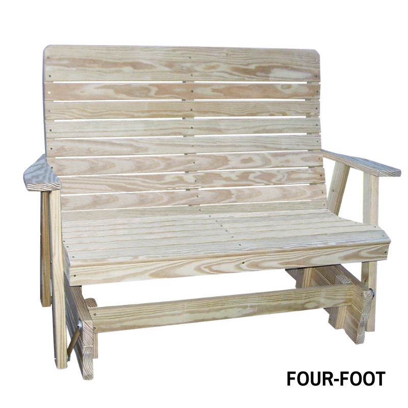 Highback Pressure Treated Porch Glider - Unstained 4 ft