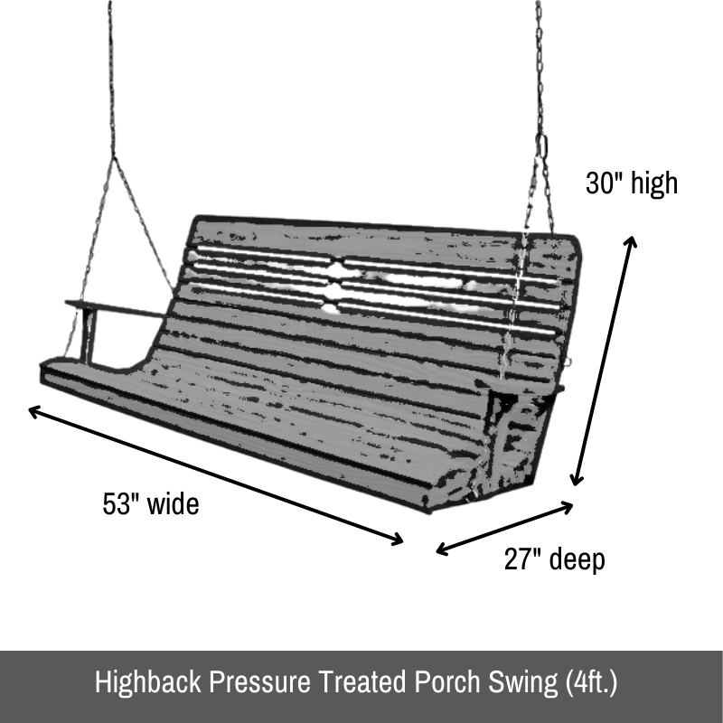 Highback Pressure Treated Porch Swing - Easy Breezy Porch Swings