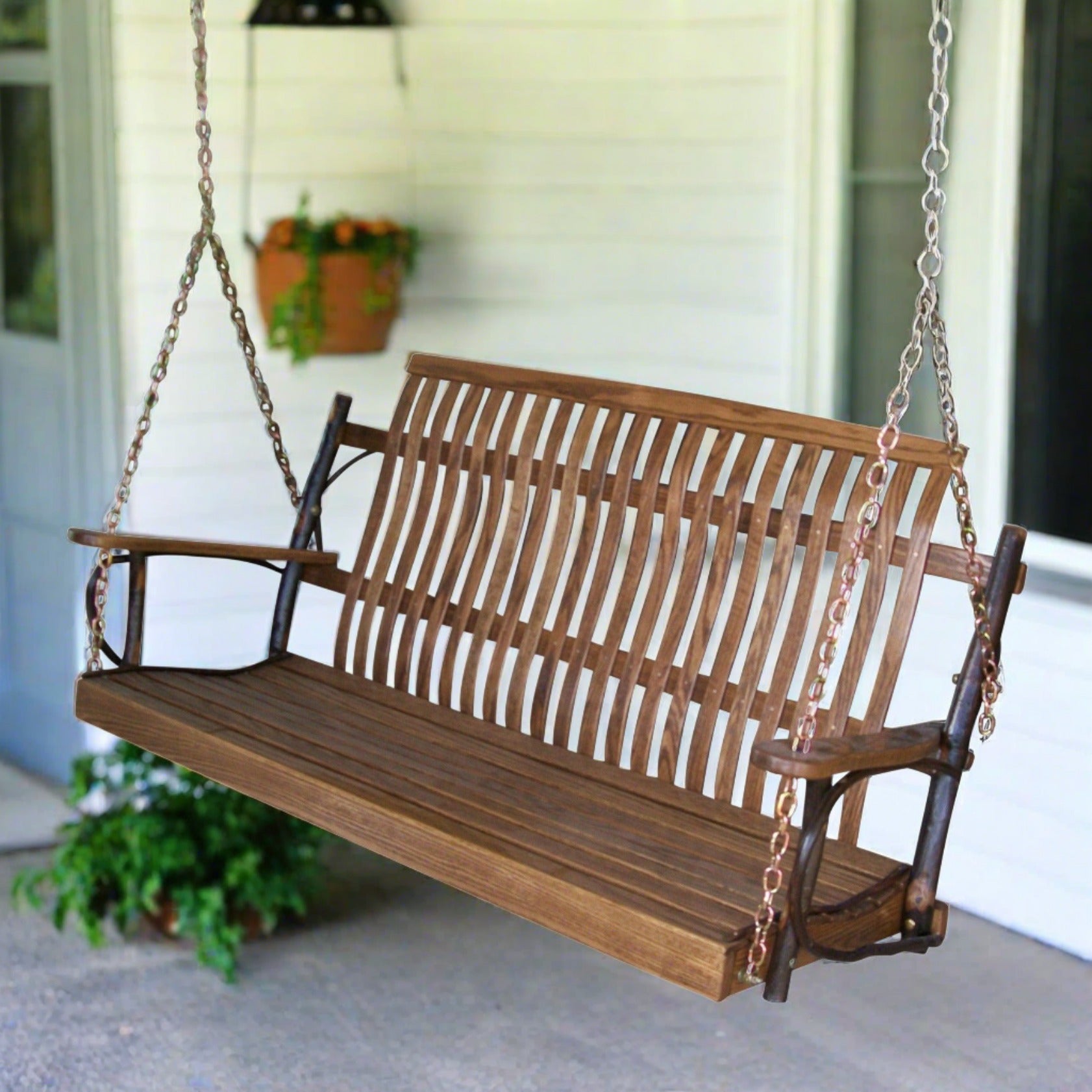 Hickory Porch Swing - Easy Breezy Porch Swings