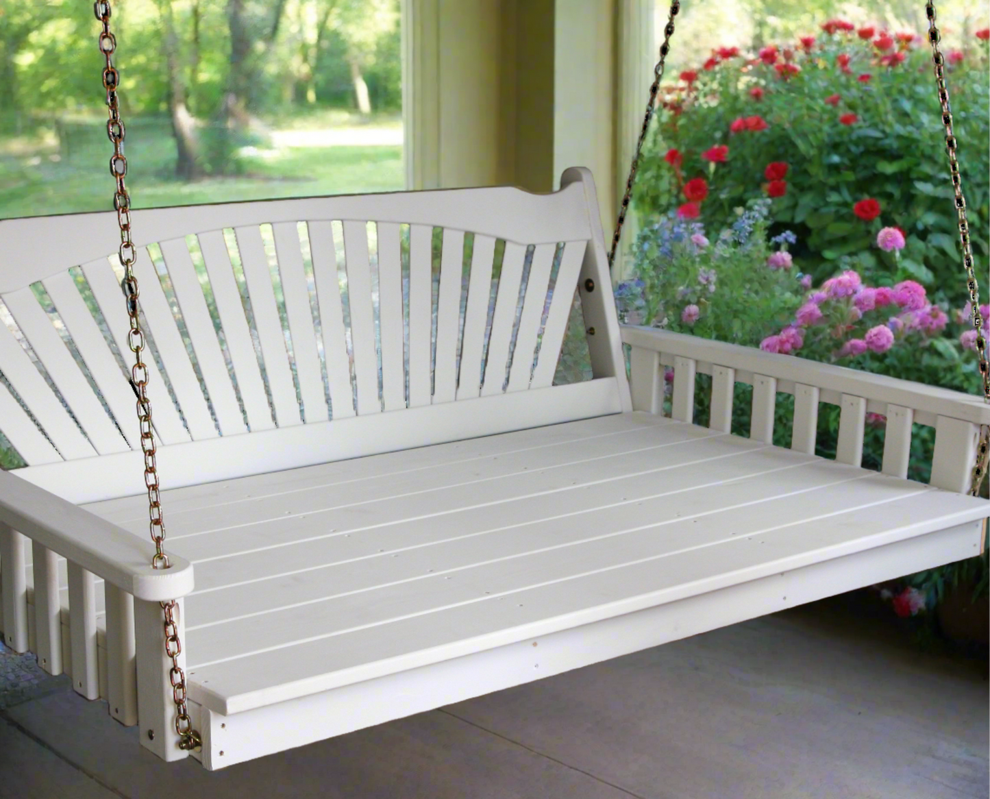 Fanback Pine Swing Bed - Easy Breezy Porch Swings