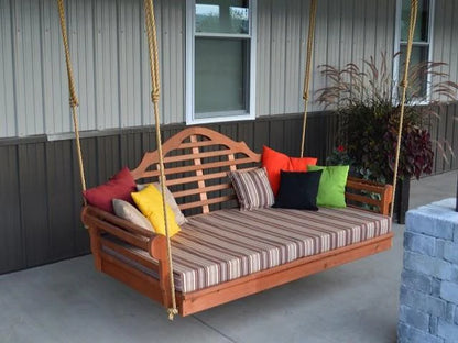 Item_426C_75in_Marlboro_Swingbed_-_Cedar_Stain_w_Item_1006_Swingbed_Cushion_Item_1011_1018_Pillows_Item_1038_Rope_Kit