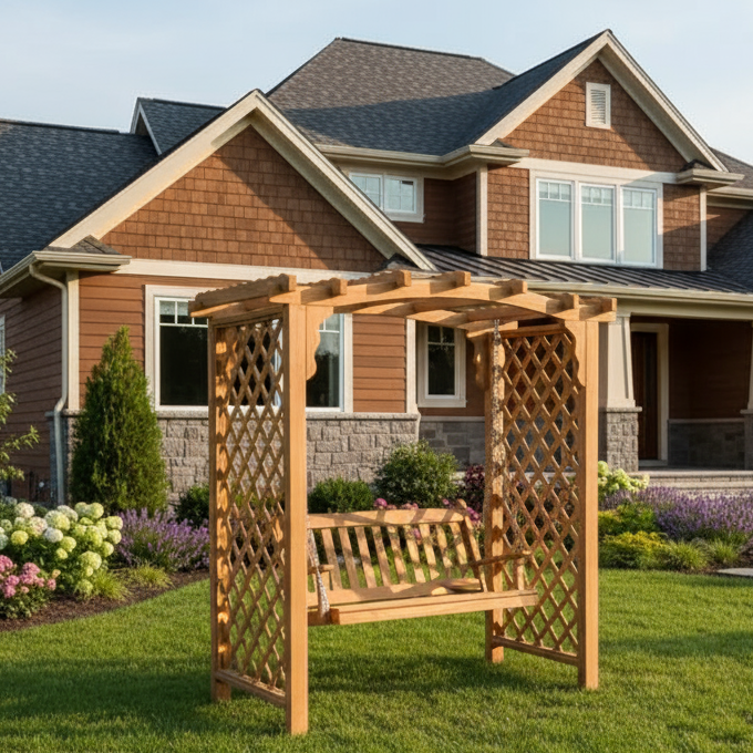 cedar arbor swing trellis