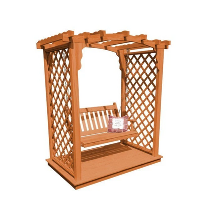 Jamesport Arbor with Deck & Swing1 - Cedar Stain