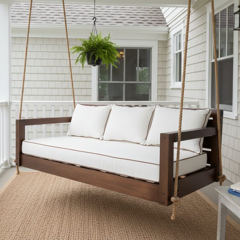 luxury outdoor wood swing bed 