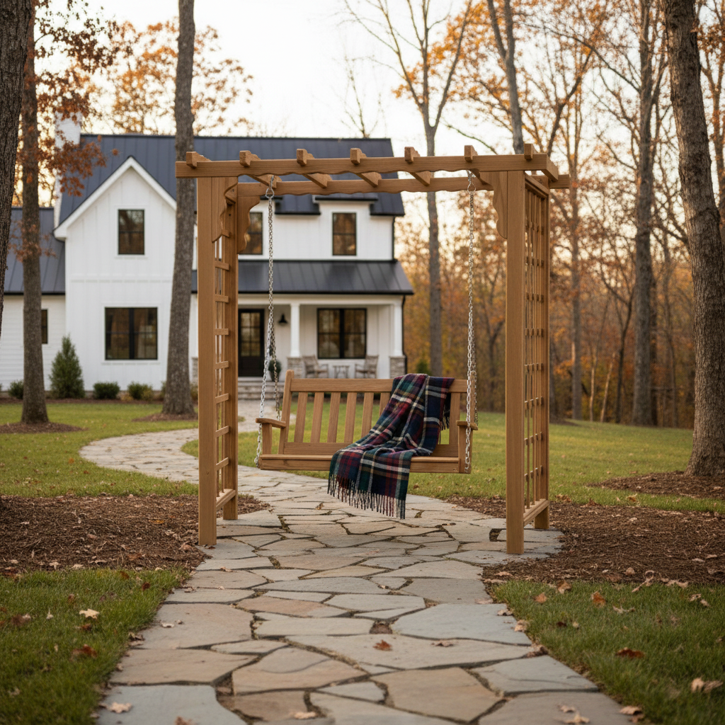 Lexington Cedar Arbor & Swing - Easy Breezy Porch Swings