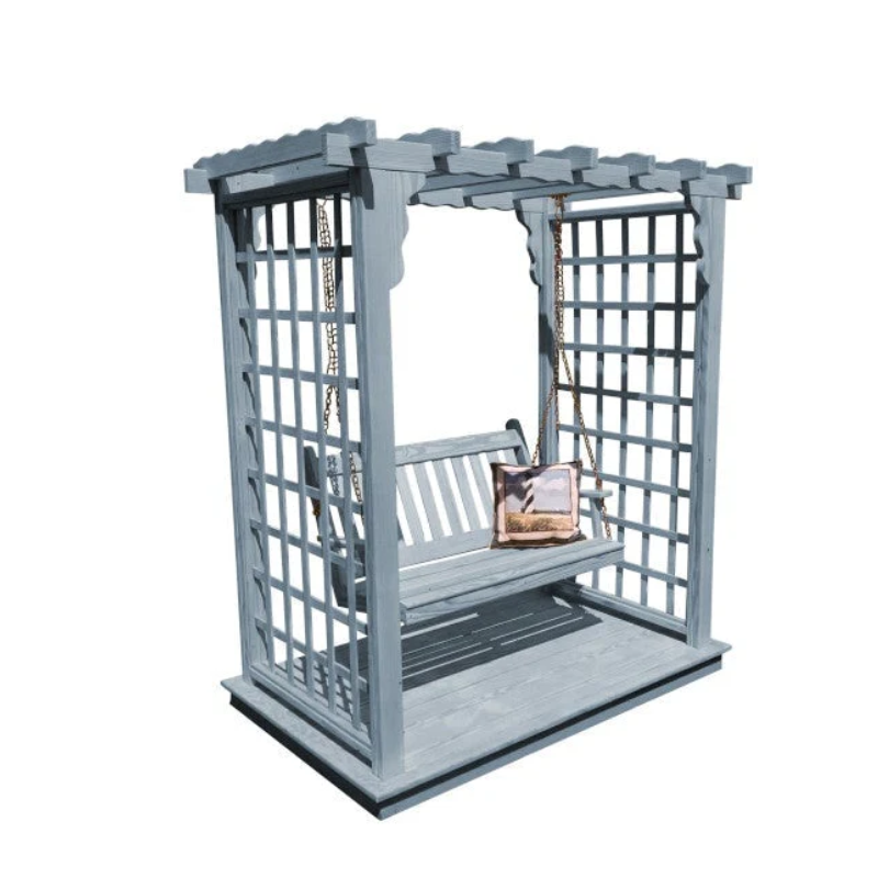 Lexington Arbor with Deck & Swing - Gray Stain