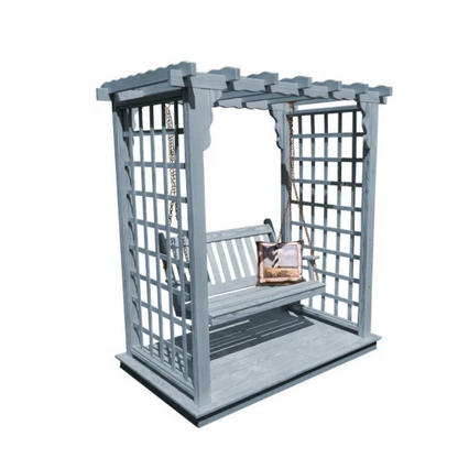 Lexington Arbor with Deck & Swing - Gray Stain