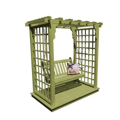 Lexington Arbor with Deck & Swing - Linden Leaf Stain