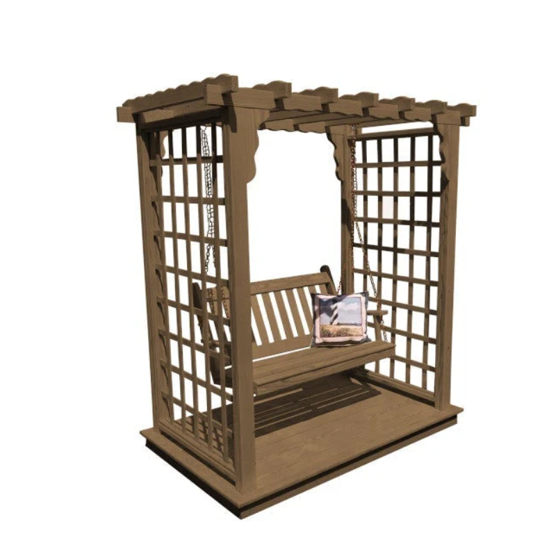 Lexington Arbor with Deck & Swing - Mushroom Stain